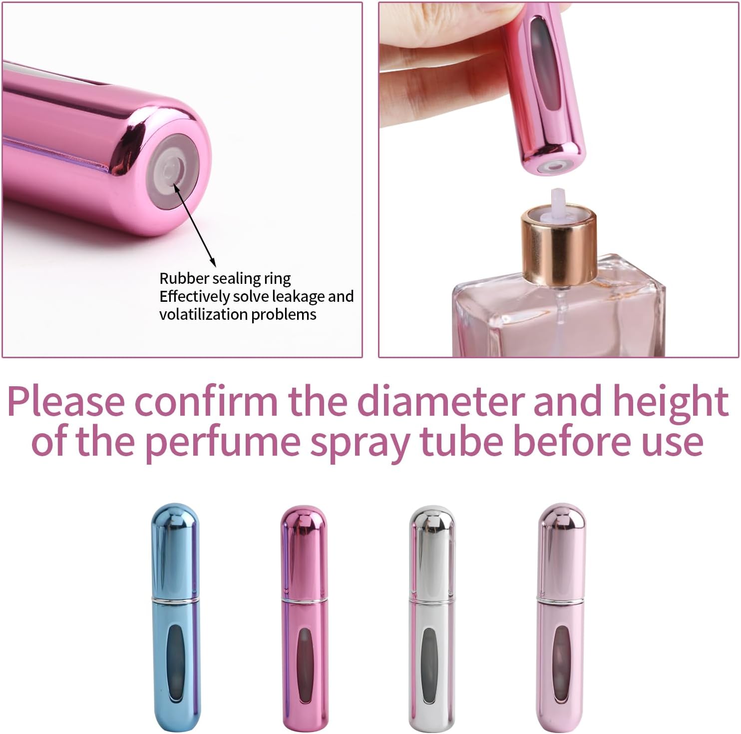 4 Pack Mini Refillable Perfume Atomizer Bottles, 5ml Portable Travel Size Spray Bottles with Pump, Small Empty Scent Containers for Women and Men, Travel,Business, Outdoor Use