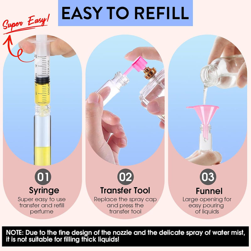 6 Pack 8ML Empty Perfume Atomizer Cologne Travel Spray Bottle