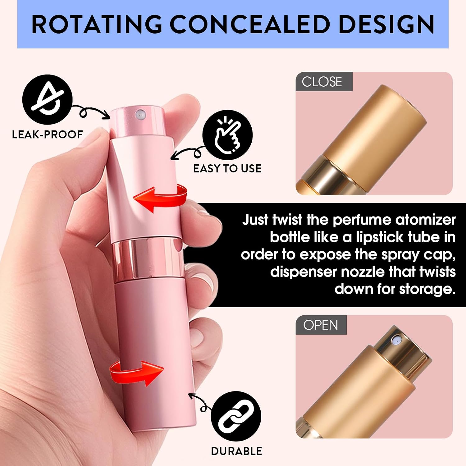 6 Pack 8ML Empty Perfume Atomizer Cologne Travel Spray Bottle