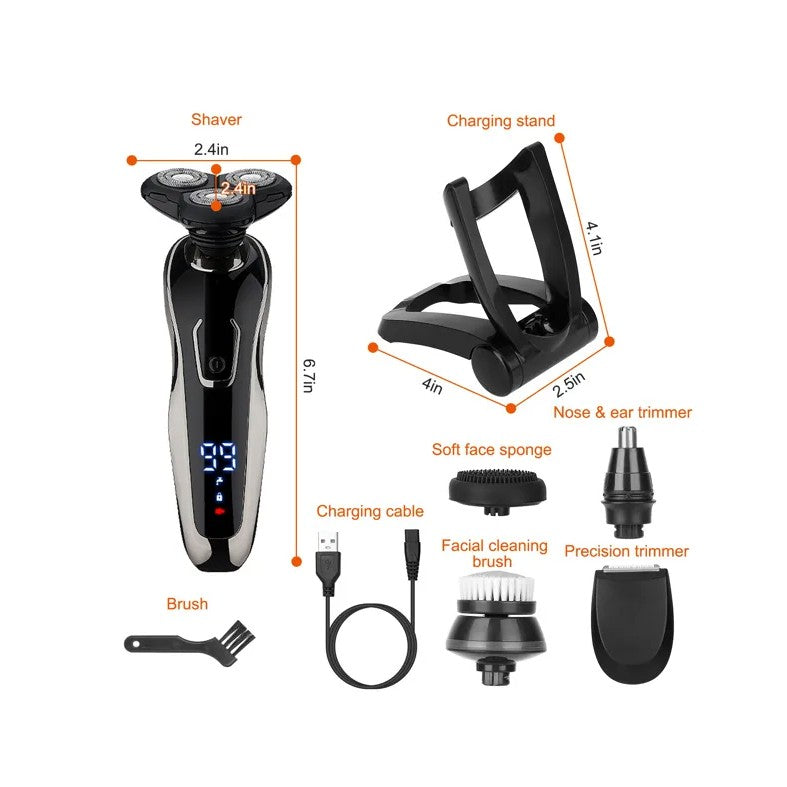 5-in-1 Electric Razor Beard Trimmer Cordless Waterproof Grooming Kit
