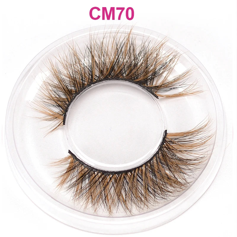3D 5D Real Mink Strip Fake Colored Eyelashes Pink Green Purple Red Faux Lashes Colorful Rainbow Lashes for Cosplay Halloween