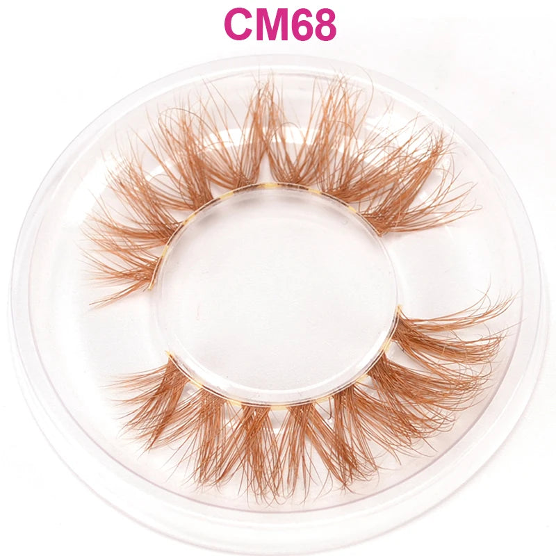 3D 5D Real Mink Strip Fake Colored Eyelashes Pink Green Purple Red Faux Lashes Colorful Rainbow Lashes for Cosplay Halloween