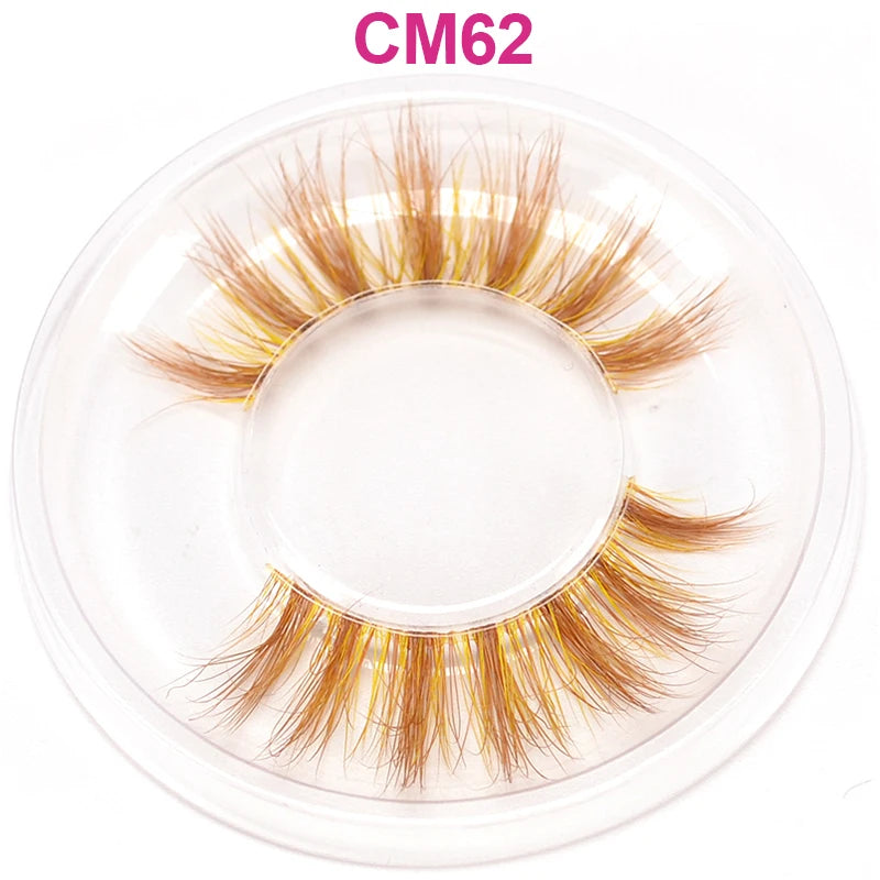 3D 5D Real Mink Strip Fake Colored Eyelashes Pink Green Purple Red Faux Lashes Colorful Rainbow Lashes for Cosplay Halloween