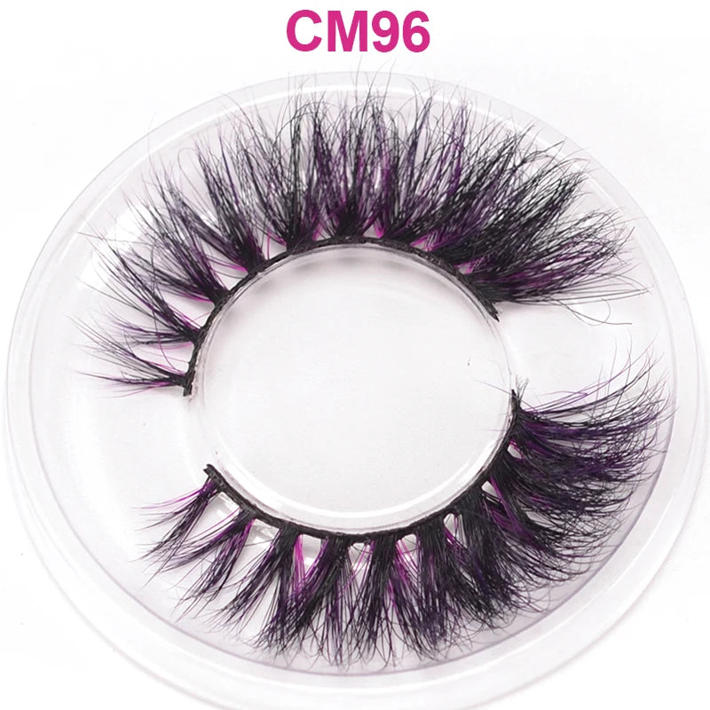 3D 5D Real Mink Strip Fake Colored Eyelashes Pink Green Purple Red Faux Lashes Colorful Rainbow Lashes for Cosplay Halloween