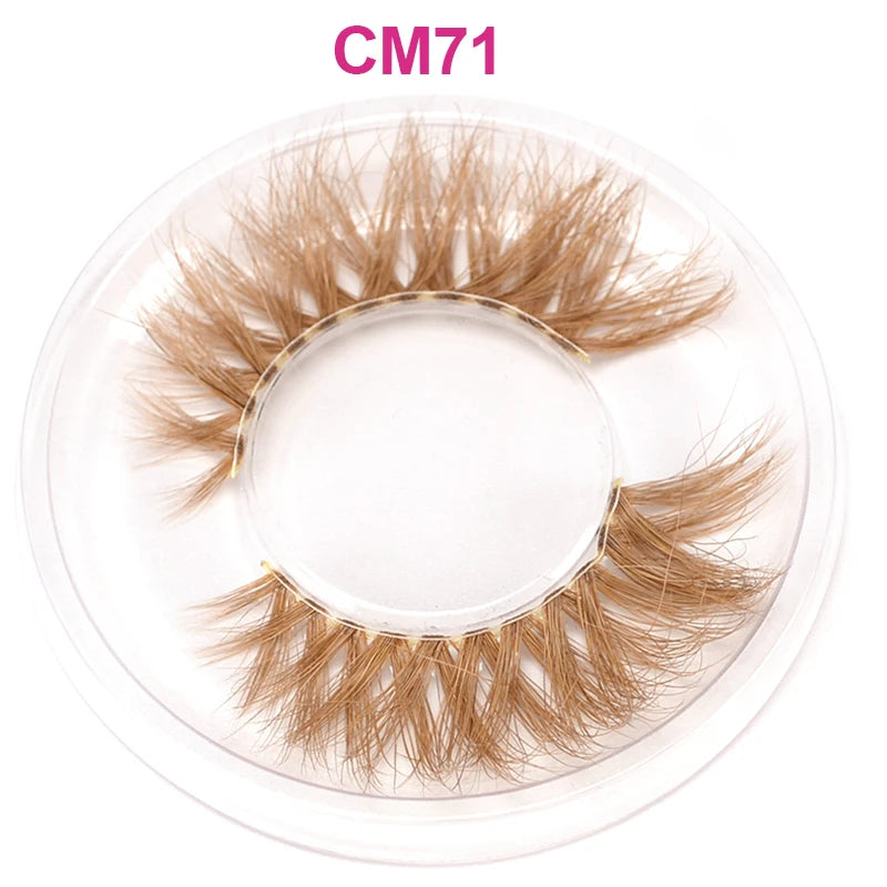 3D 5D Real Mink Strip Fake Colored Eyelashes Pink Green Purple Red Faux Lashes Colorful Rainbow Lashes for Cosplay Halloween