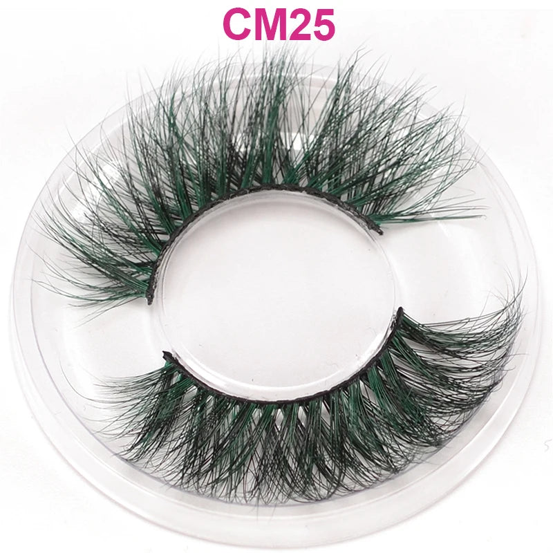 3D 5D Real Mink Strip Fake Colored Eyelashes Pink Green Purple Red Faux Lashes Colorful Rainbow Lashes for Cosplay Halloween