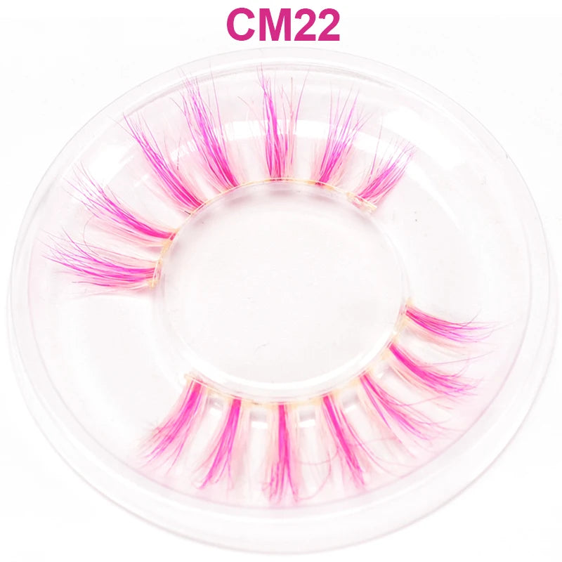 3D 5D Real Mink Strip Fake Colored Eyelashes Pink Green Purple Red Faux Lashes Colorful Rainbow Lashes for Cosplay Halloween